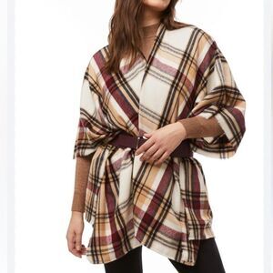 WOOLRICH Multicolor Plaid Shawl Blanket Scarf Wrap Poncho OS